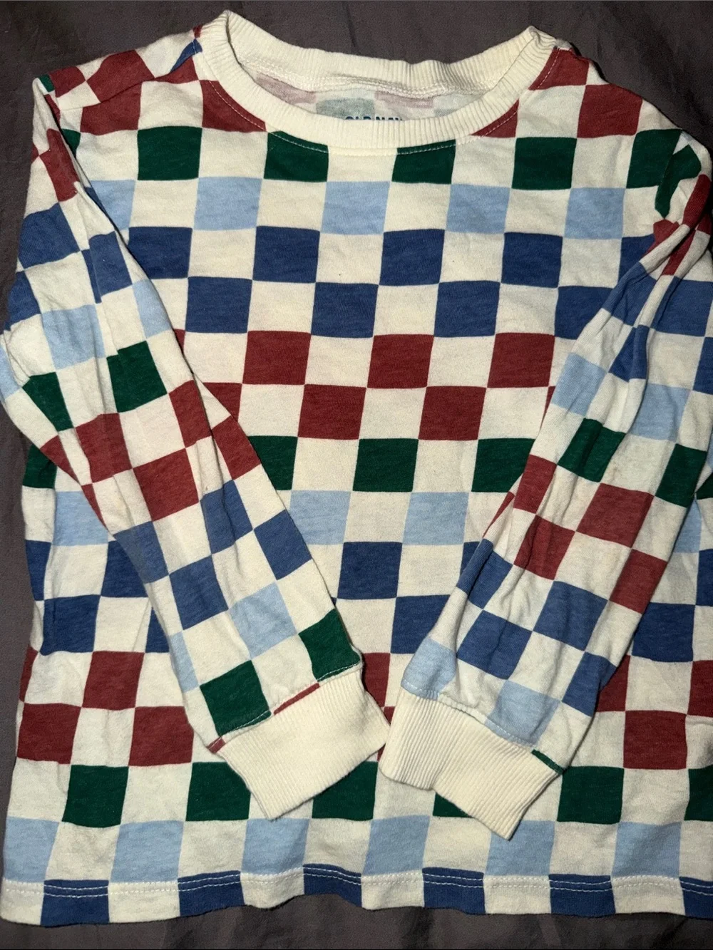 Old Navy Checkerboard Tee in Blue, Green, Red, Cream